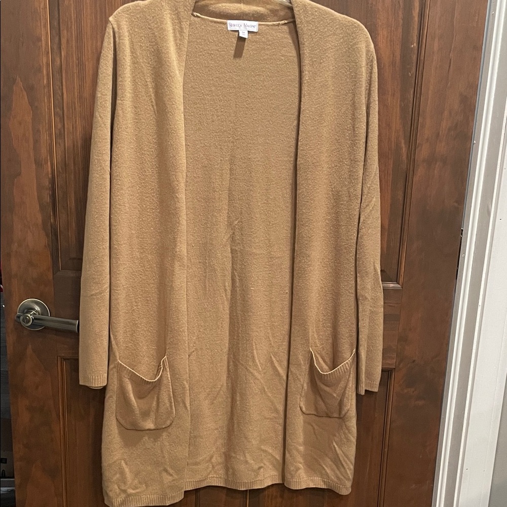 Rebecca Malone Camel Open Front Cardigan